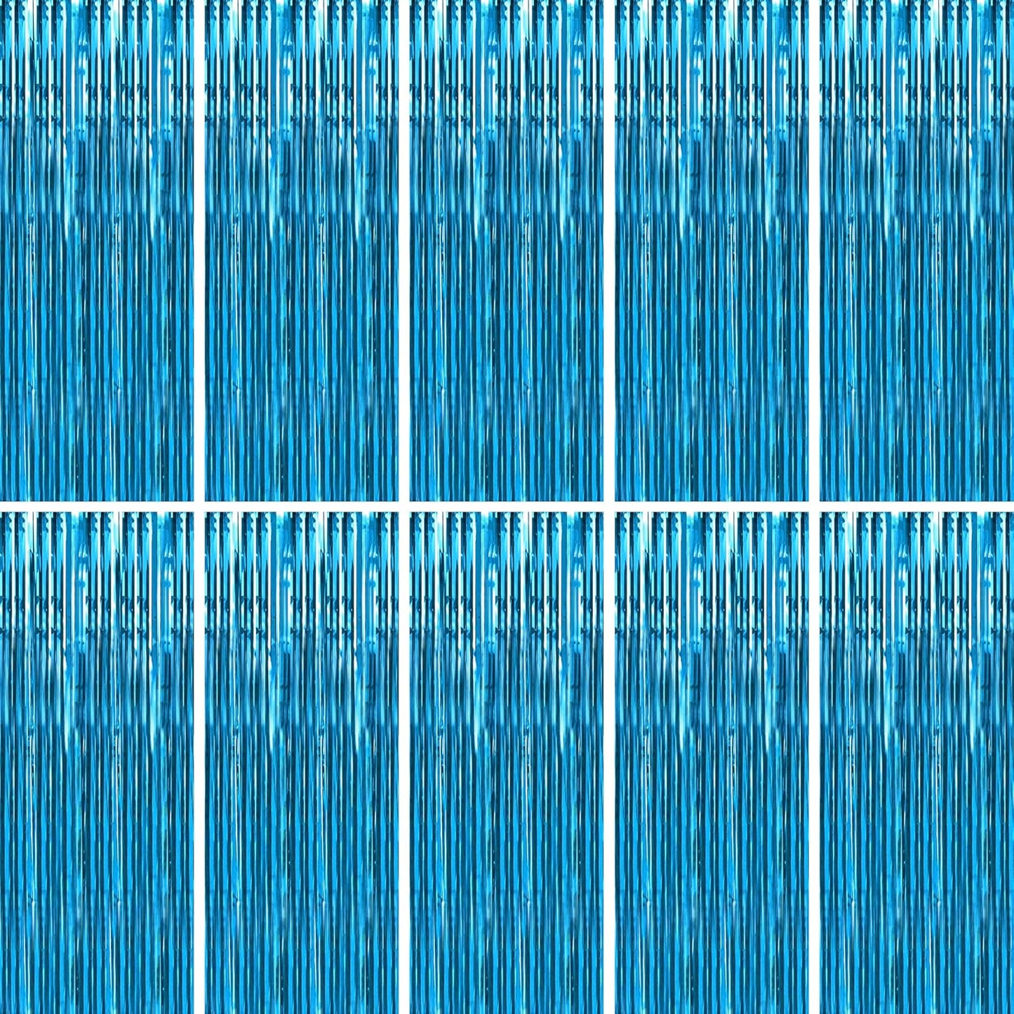 BTSD-home 10 Pack Aquamarine Foil Fringe Curtain Metallic Streamer Party Decorations Photo Booth Backdrop Door Curtains for Wedding Birthday Baby Shower Bachelorette Halloween