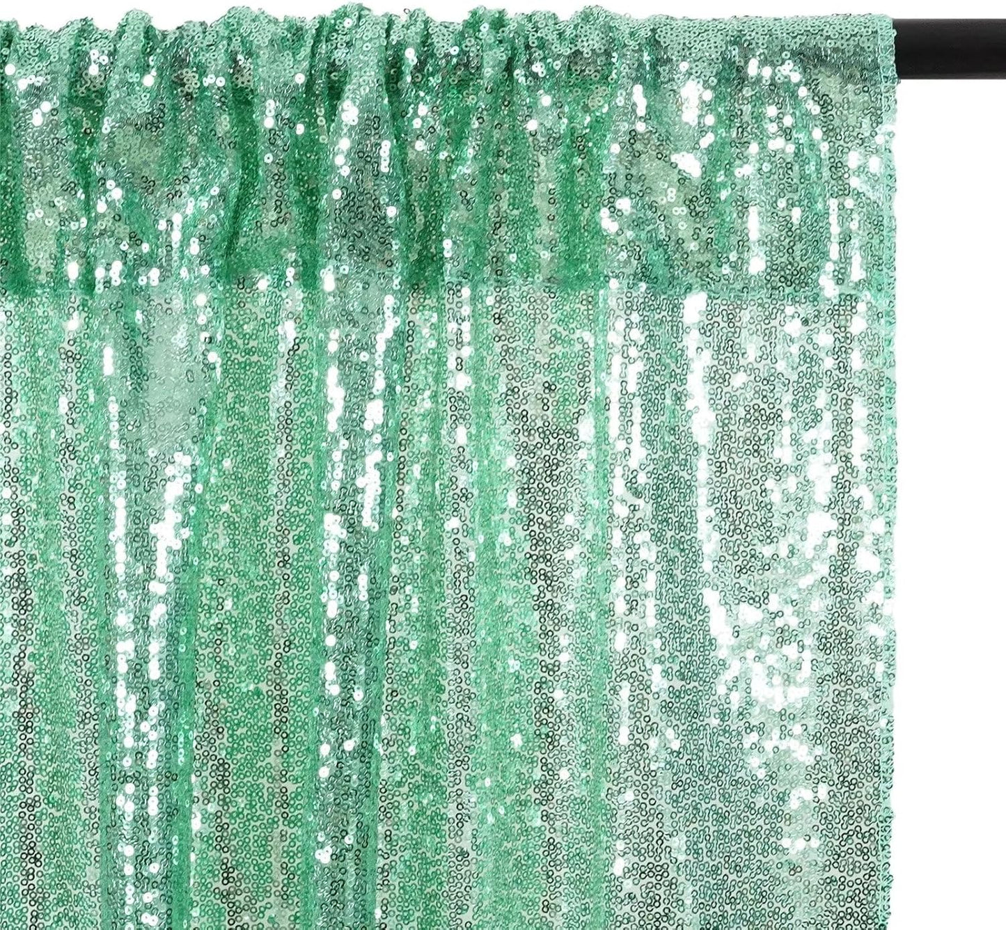 Eternal Beauty Sequin Backdrop Curtains, 2x8 Ft-2 Panels Mint Green Back Drop for Shimmer Photography Party Wedding Birthday Decor