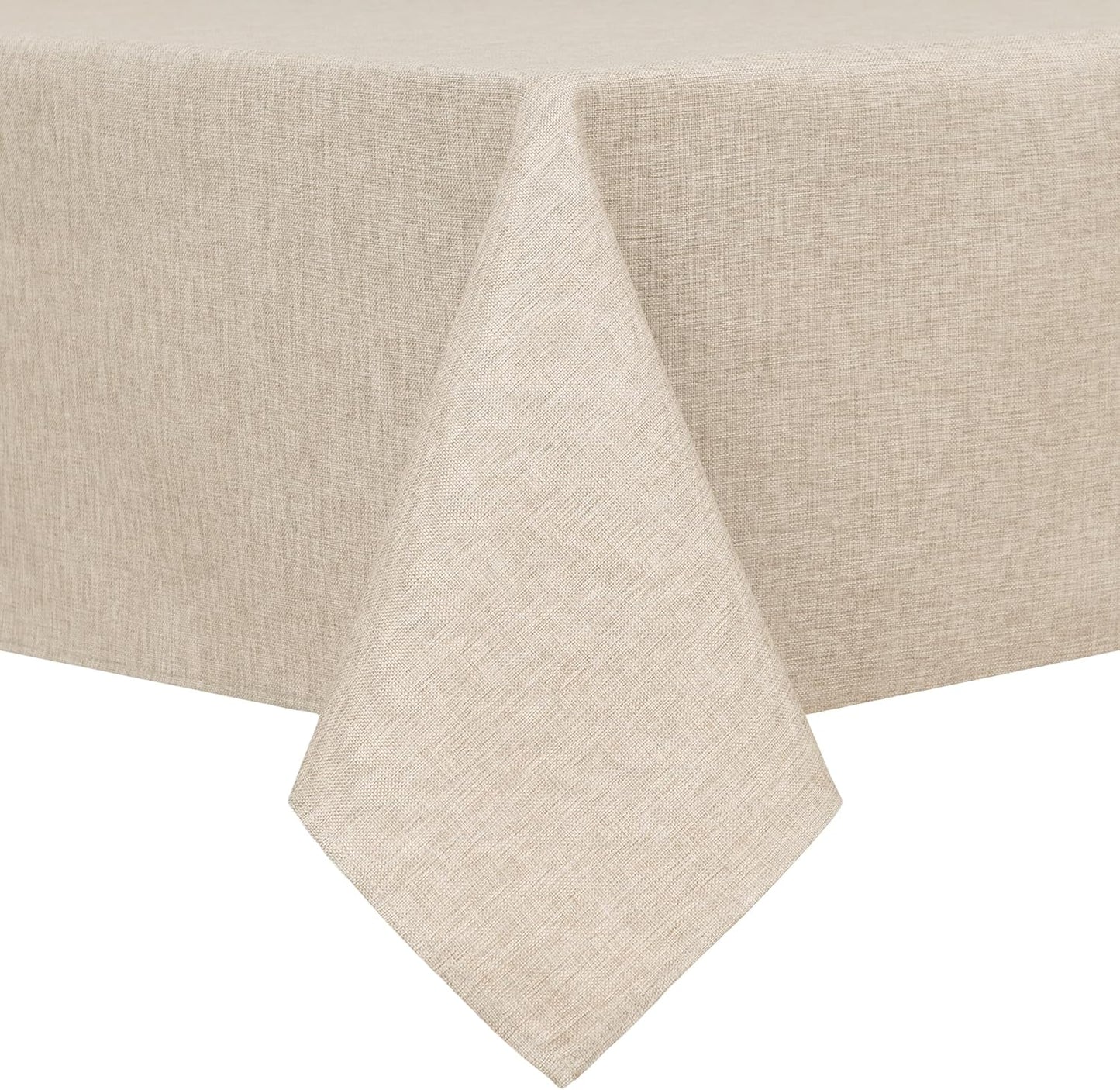 Hiasan Faux Linen Rectangle Tablecloth - Wrinkle and Stain Resistant Washable Table Cloth for Kitchen Dining Room Holiday Table Cover for Party Dinner, Beige, 60 x 102 Inch