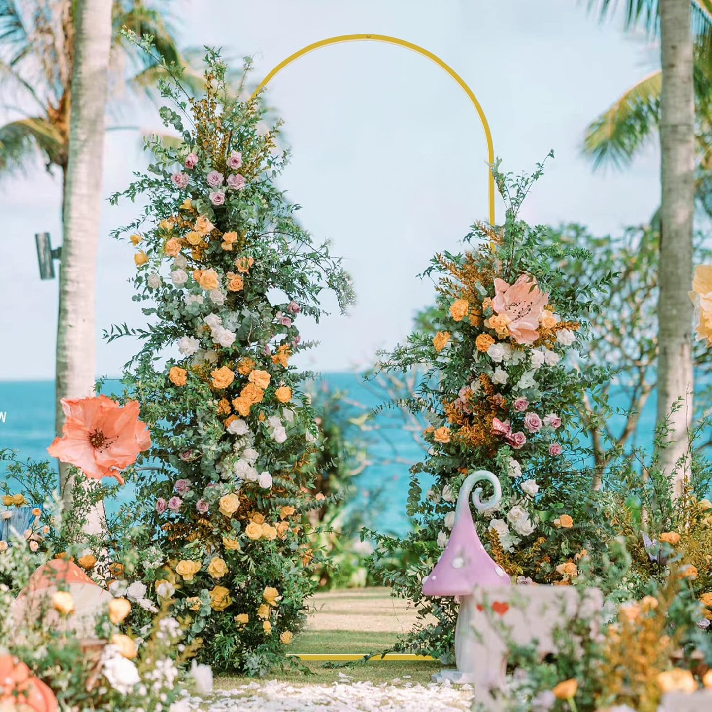 Wokceer 6 FT Wedding Arch Stand and Arch CoverMetal Arch Stand with Arch Stand Cover for Birthday Party Wedding Ceremony Bridal Baby Shower Event Decor, Nude Pink