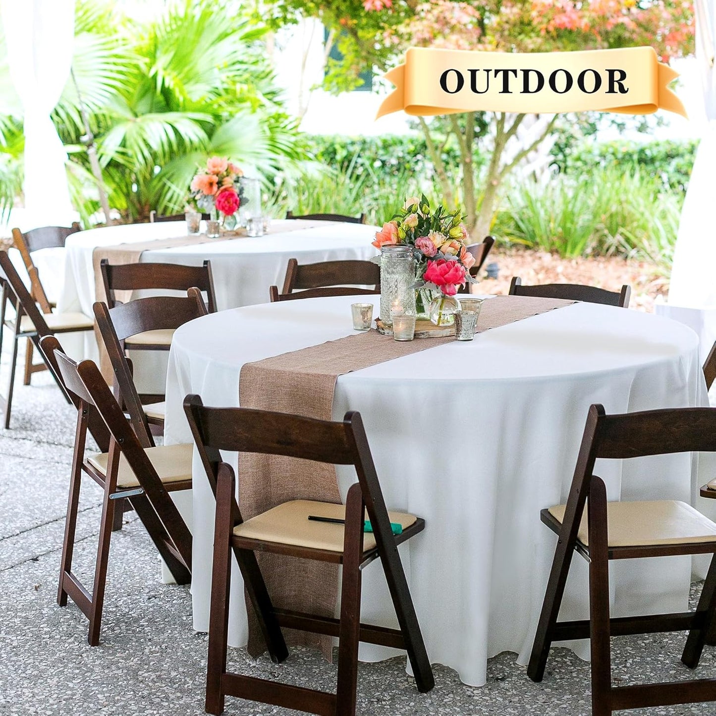 sancua 6 Pack Round Tablecloth 120 Inch White, Stain and Wrinkle Resistant Table Cloth - Washable Polyester Table Cover for Dining Tables, Buffet Parties and Camping