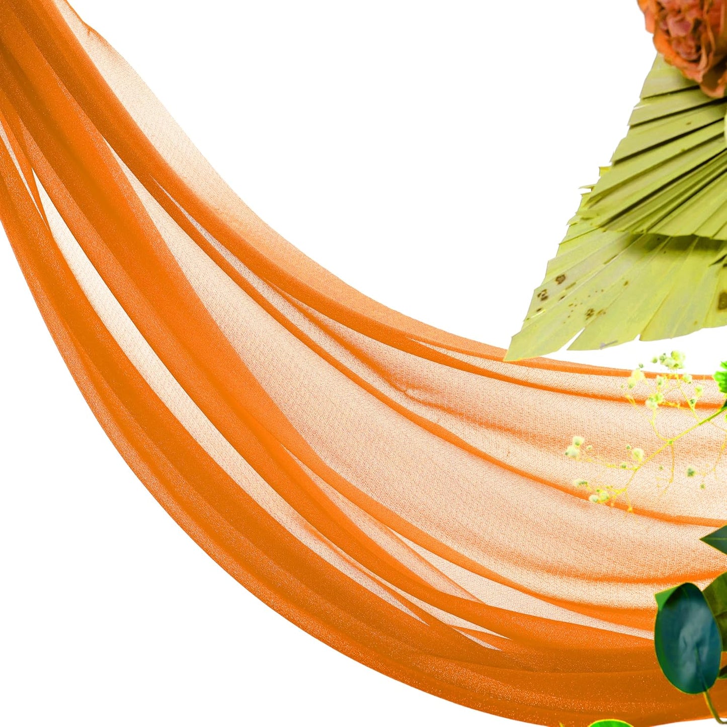 VDS Pack of 1 Panel (30 Inch X 100 Feet) Wedding Arch Draping Fabric Sheer Chiffon Fabric Drapery for Wedding Ceremony Reception Swag Backdrop Canopy Chuppah ARBO Altars Decoration (Orange)