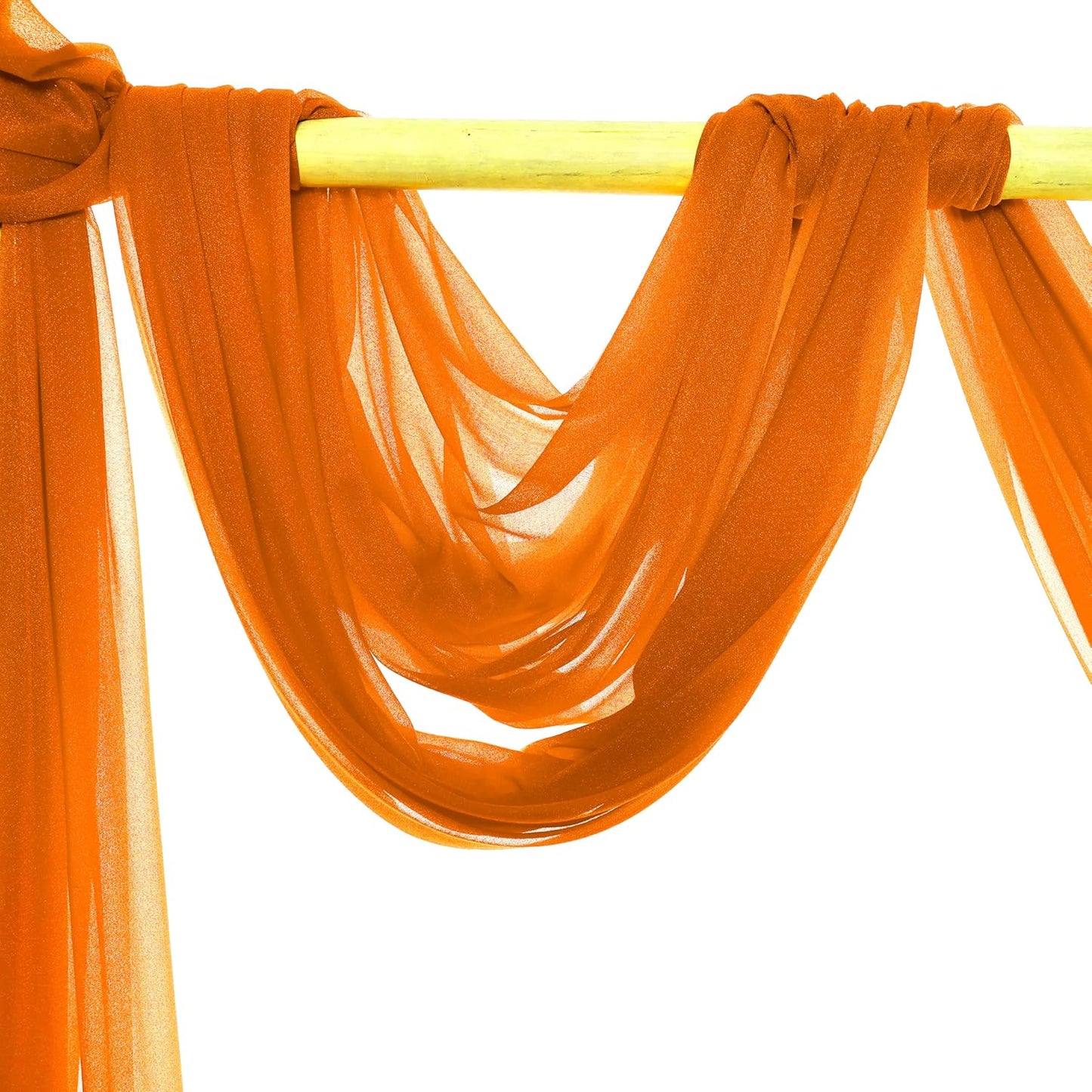 VDS Pack of 2 Panel (30 Inch X 20 Feet) Wedding Arch Draping Fabric Sheer Chiffon Fabric Drapery for Wedding Ceremony Reception Swag Backdrop Canopy Chuppah ARBO Altars Decoration (Orange)
