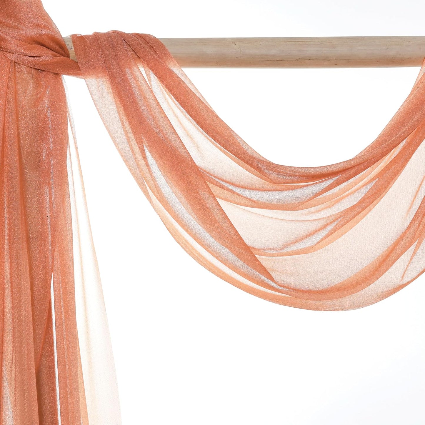 VDS Pack of 2 Panel (30 Inch X 40 Feet) Wedding Arch Draping Fabric Sheer Chiffon Fabric Drapery for Wedding Ceremony Reception Swag Backdrop Canopy Chuppah ARBO Altars Decoration (Coral Peach)