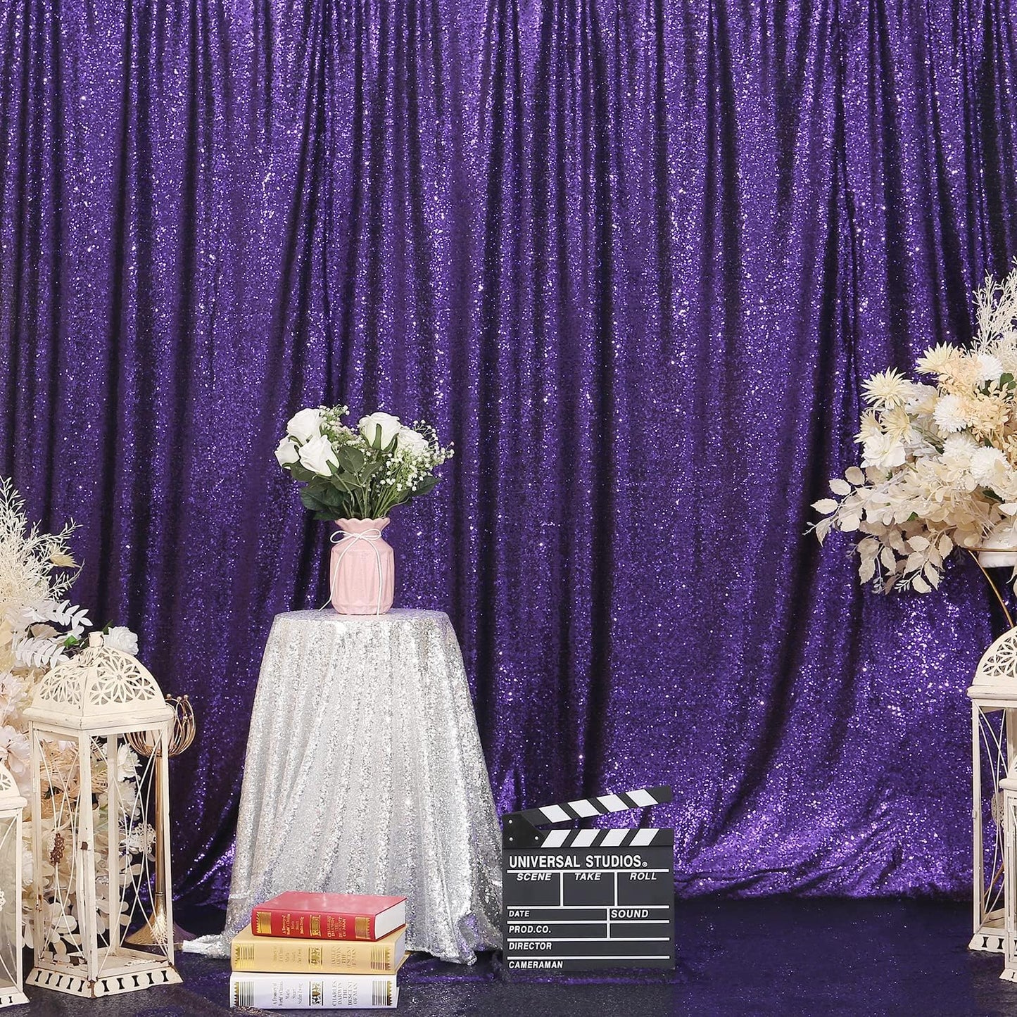 Poise3EHome Purple Sequin Backdrop, 10Ft x 10Ft Glitter Photography Background Curtains for Halloween Party Wedding Birthday Christmas Thanksgiving Decoration