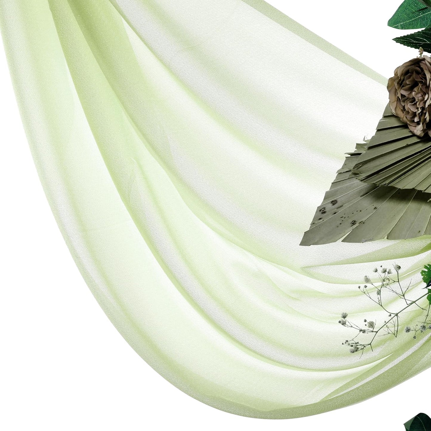 VDS Pack of 1 Panel (30 Inch X 20 Feet) Wedding Arch Draping Fabric Sheer Chiffon Fabric Drapery for Wedding Ceremony Reception Swag Backdrop Canopy Chuppah ARBO Altars Decoration (Sage Green)