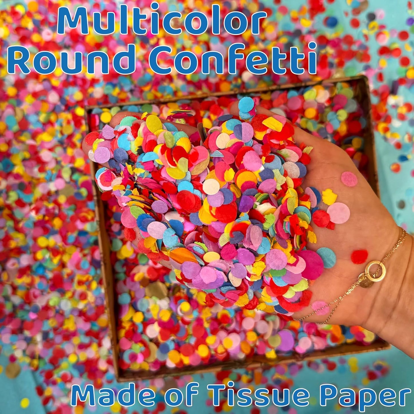 Multicolor Confetti - Mexican Colorful Party Confetti - 1.5 LBs/680 grams - Round Tissue Confetti