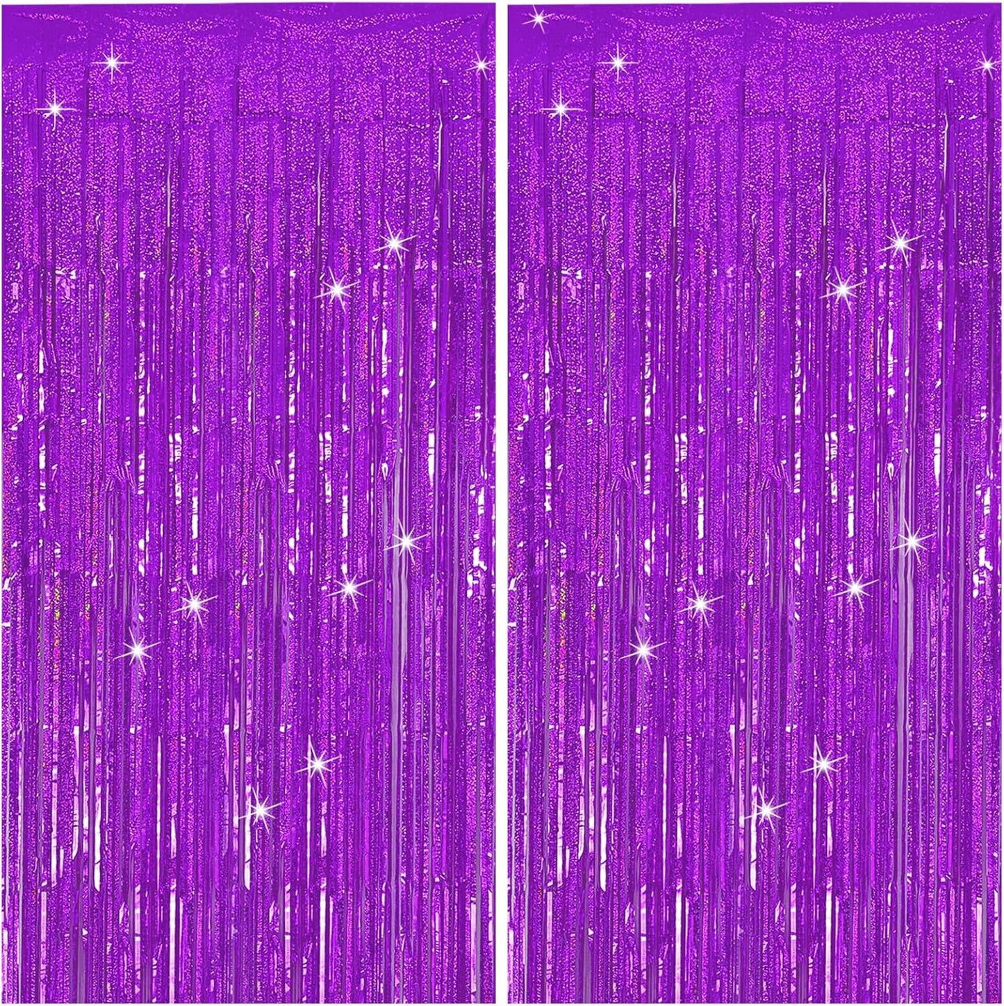 Tinsel Curtain Party Backdrop Purple Birthday Decorations 2 Packs Glitter Foil Fringe Curtain Party Decor Streamers Photo Booth for Birthday Christmas Wedding Halloween Graduation Decorations