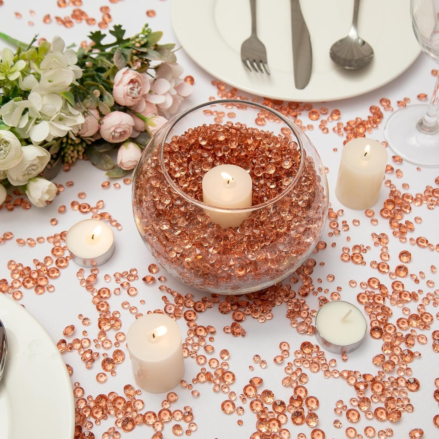 Vase Fillers for Centerpieces Home Deco,8700 Pieces Rose Gold Diamond Table Confetti,Fake Plastic Gems for Bridal Shower,Wedding & Party Decorations