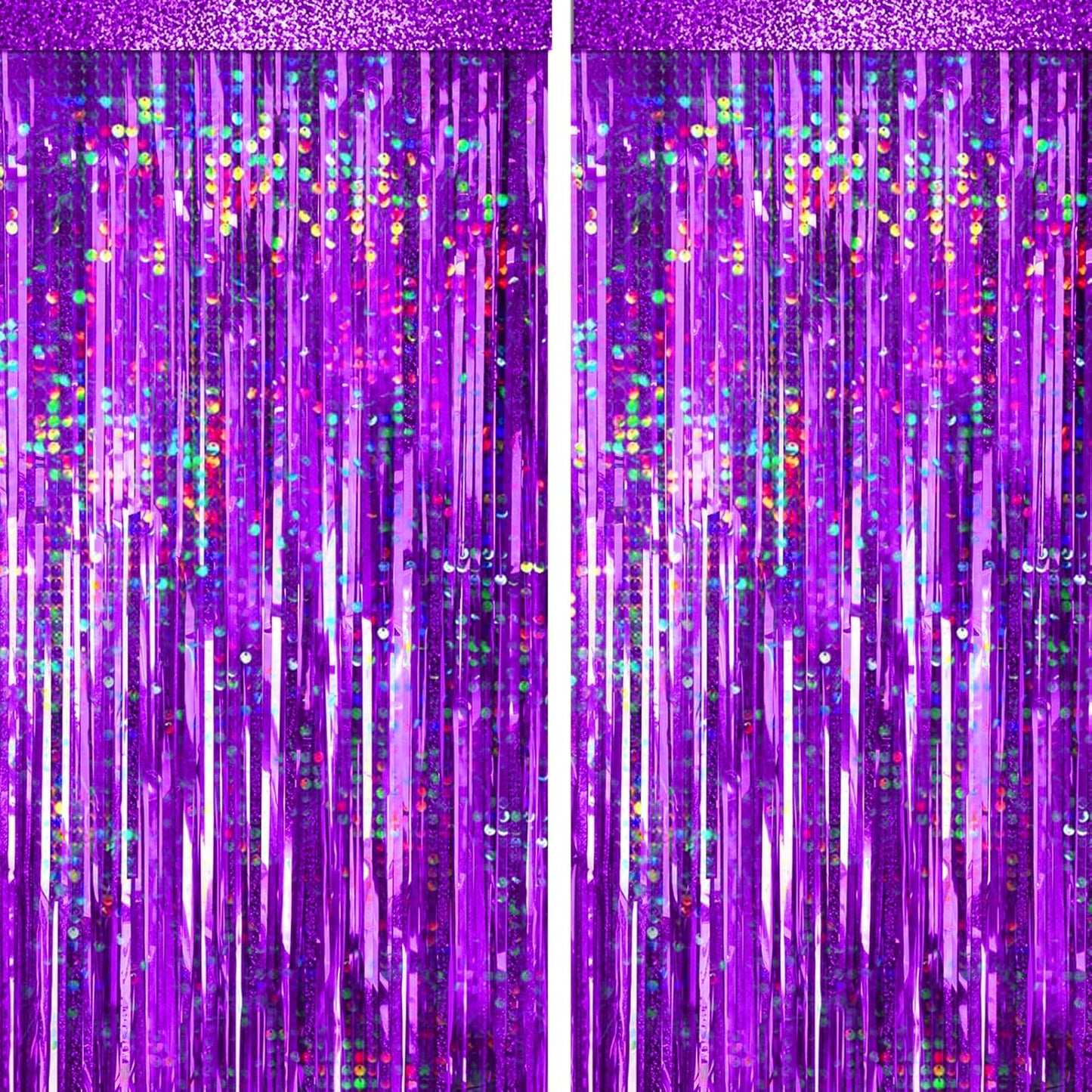 4 Packs Purple Foil Fringe Curtain, Purple Glitter Metallic Tinsel Backdrop for Birthday, Wedding, Baby Shower, Princess Bachelorette Christmas New Year Party Decorations Supplies