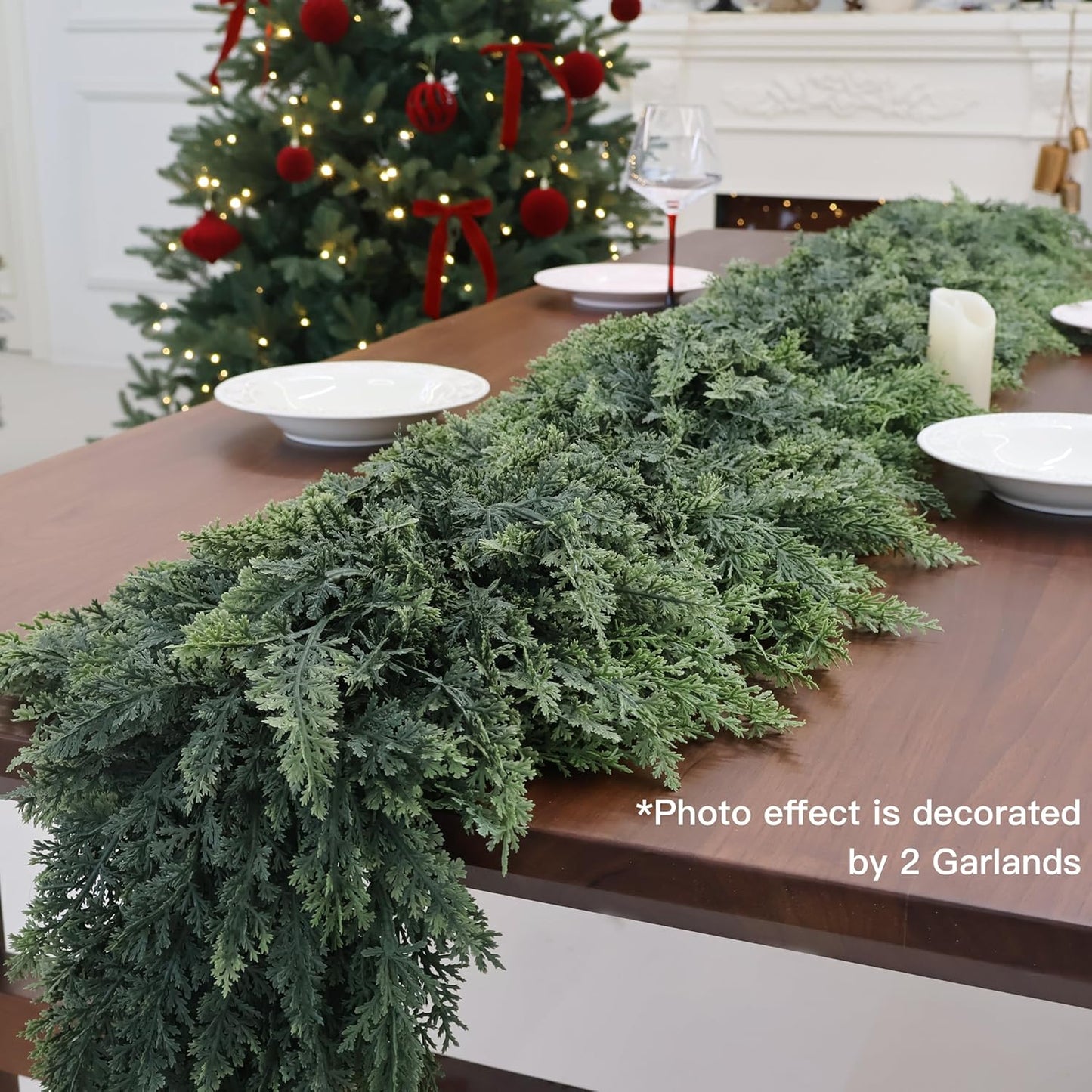 Artificial Cedar Garland for Christmas Decoration - Realistic Winter Greenery Garland for Mantel, Fireplace, Table, Door, Holiday Indoor Outdoor Decor 6FT