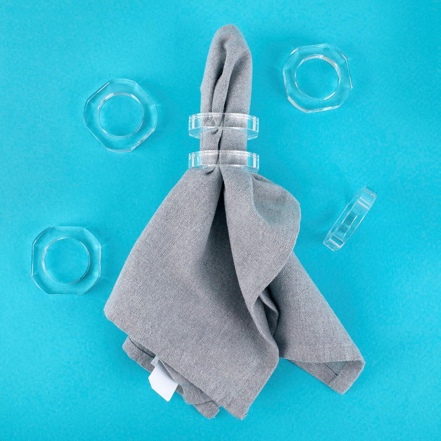 Acrylic Napkin Rings Set of 12-Elegant Napkin Holders for Cloth Napkins, Classic Round Serviette Rings for Dining Table Décor, Weddings, Banquets, Parties & Gatherings (Transparent)-ALPHA Living HOME