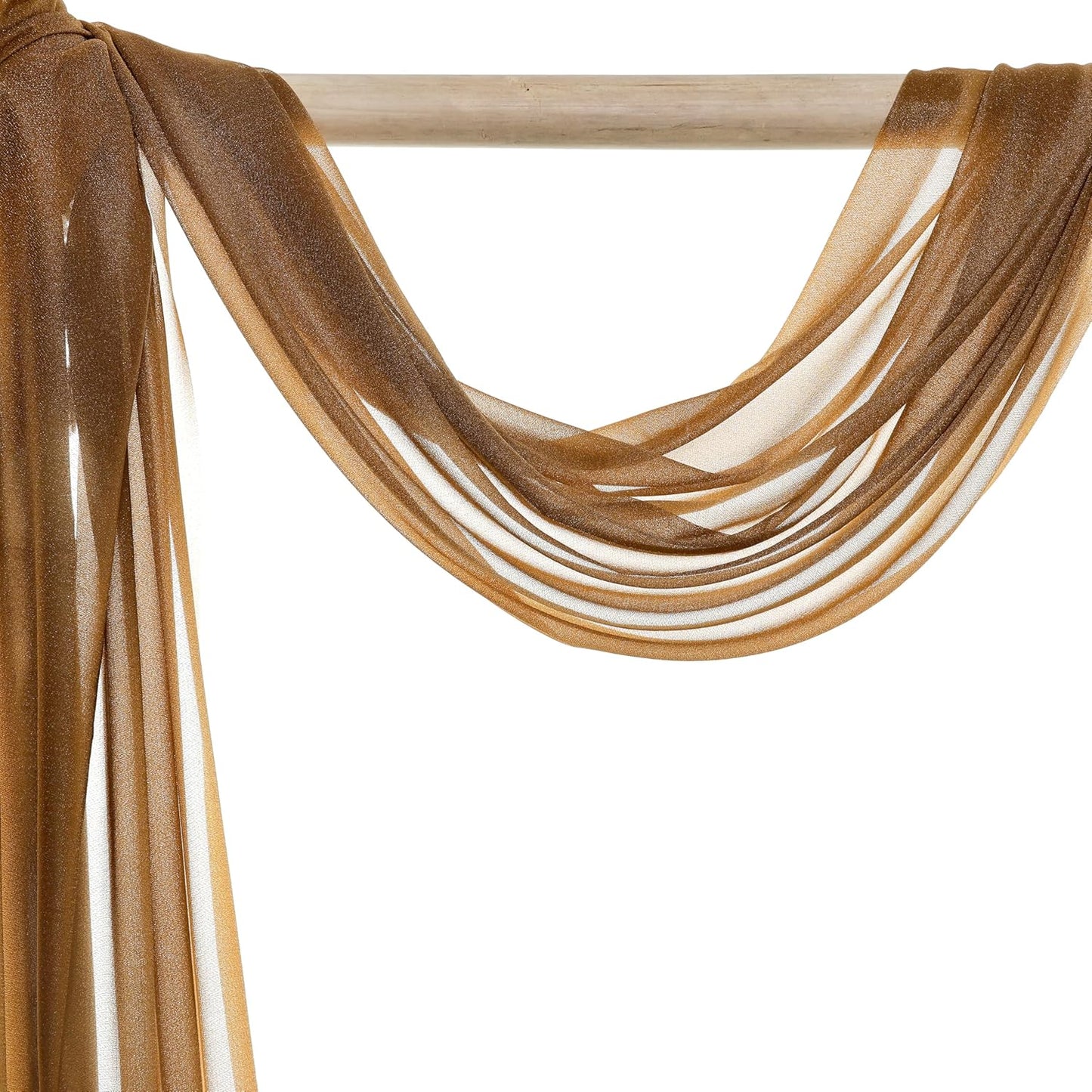 VDS Pack of 1 Panel (30 Inch X 30 Feet) Wedding Arch Draping Fabric Sheer Chiffon Fabric Drapery for Wedding Ceremony Reception Swag Backdrop Canopy Chuppah ARBO Altars Decoration (Mocha)