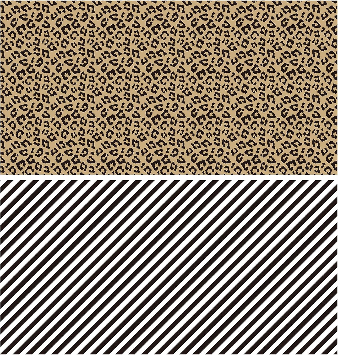 WRAPAHOLIC Reversible Leopard Wrapping Paper - Mini Roll - 17 Inch X 33 Feet - Leopard Print with Metallic Foil Shine and Stripe Design for Birthday, Holiday, Baby Shower