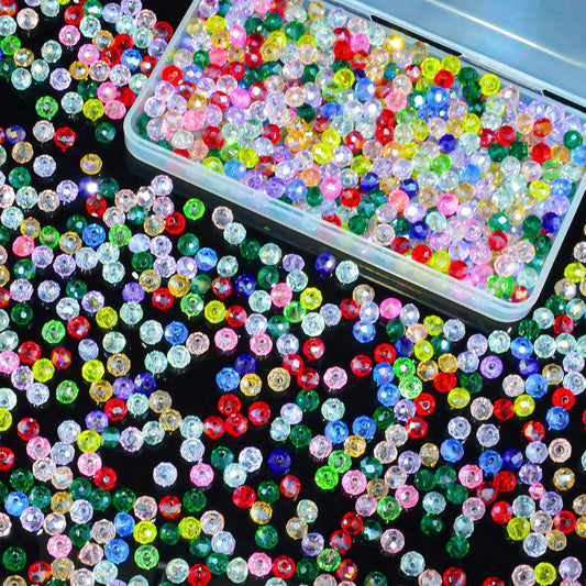 500Pcs 6mm Colors Random Crystal Glass Beads for Jewelry Making Beads for Bracelets Necklace Pendants Making Supplies(Mixed Colors)