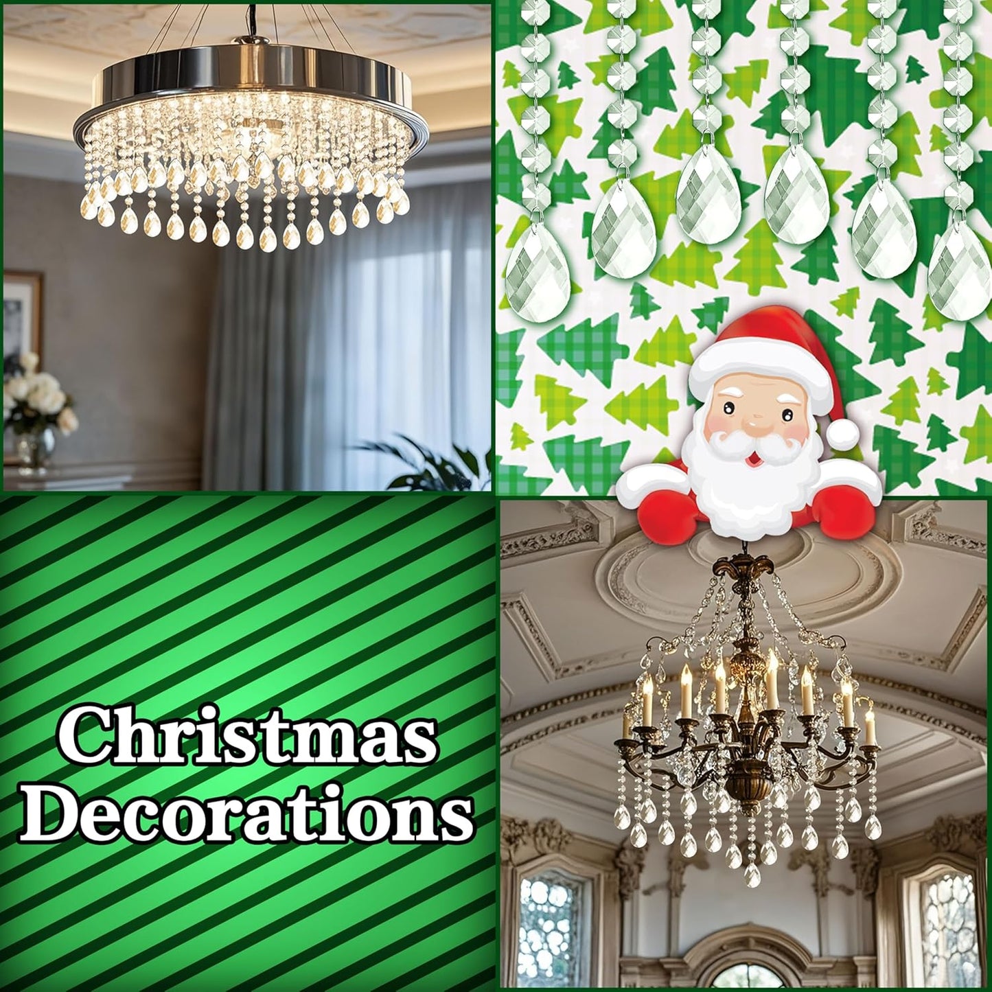 100 Pack Hanging Crystals - Clear Acrylic Prisms Pendant Ornaments for Christmas Tree, Centerpieces, Chandelier, Window & Home Decor, Ideal for Weddings, Parties Decorations (Teardrop)