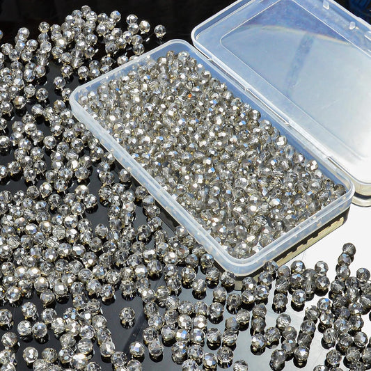 500Pcs 6mm Crystal Glass Beads for Jewelry Making Beads for Bracelets Necklace Pendants Making Supplies(Gray)