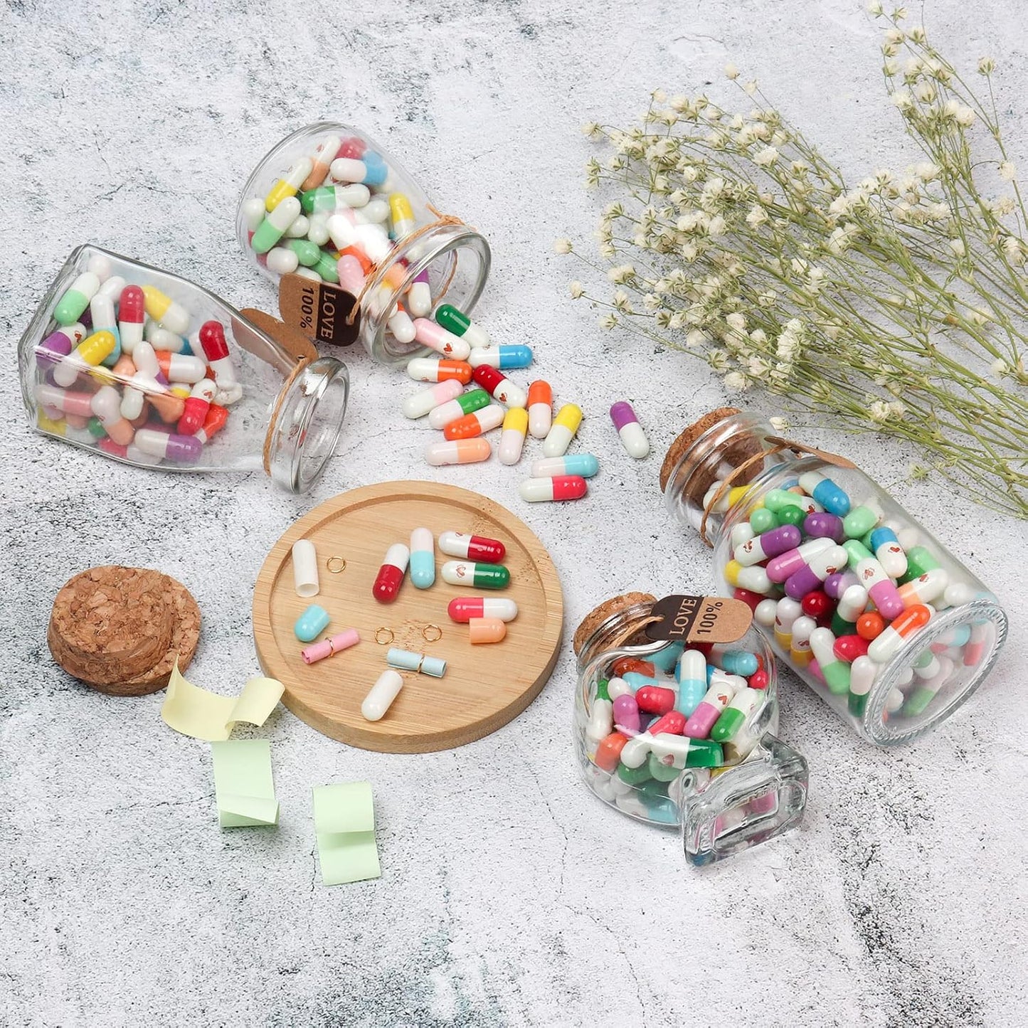 Capsule Letters Message in a Glass Bottle -Valentines Day Gifts for Her Him Boyfriend Girlfriend,Love Letter for Birthday,Valentines Day,Christmas, Anniversary,Mother's Day Gift (Style2-100pcs)