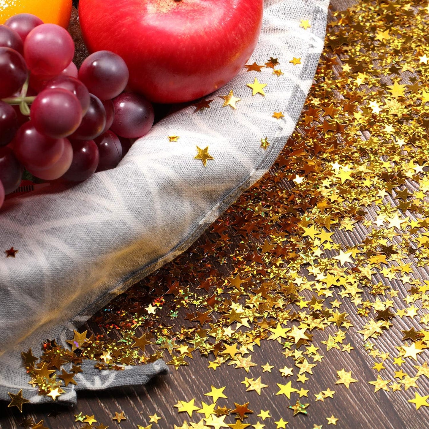 Hestya 60g Star Confetti Glitter Table Confetti Metallic Foil Stars for Party Wedding Festival Decorations(Glitter Gold Set,10mm and 6mm)