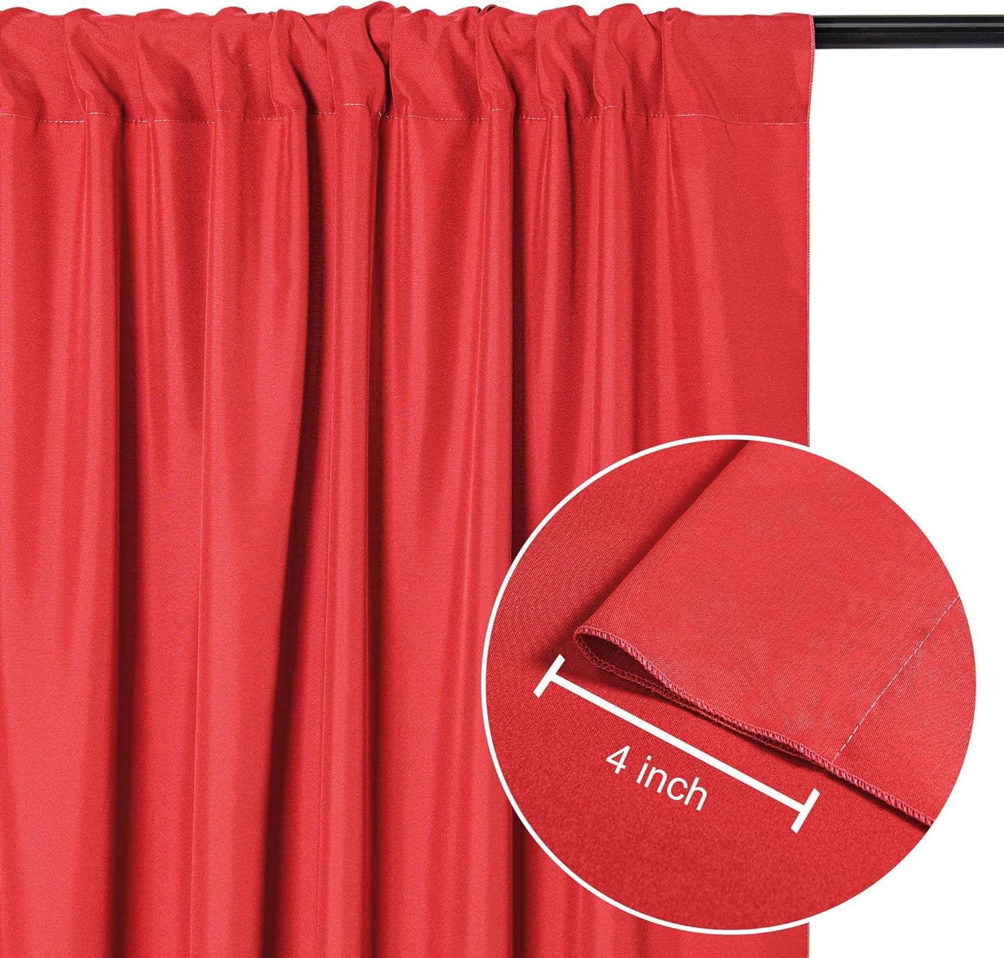 DWCN 10x10 FT Red Backdrop Curtains for Parties, Background Curtains Photography Backdrop Drapes with Rod Pockets for Wedding Decorations Birthday Family Gatherings, 2 Panels 5ft x 10ft