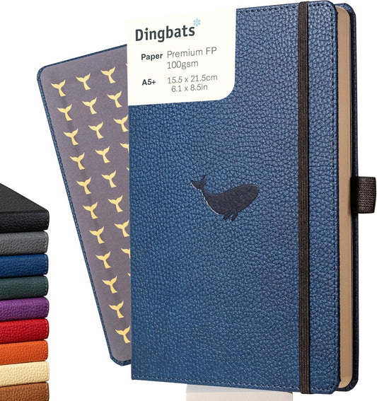 Dingbats Wildlife Dotted Journal A5 - Vegan Leather Hard Cover, Ideal for Work, Travel - Pocket, Elastic Closure, Bookmark