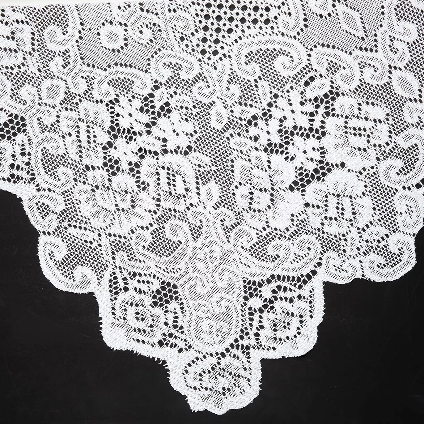 Juvale Lace Tablecloth - 60 x 97-Inch White Rectangular Table Cloth - Vintage Floral Scalloped Edge Elegant Dainty Tea Party Tablecloth & Wedding Reception Decor