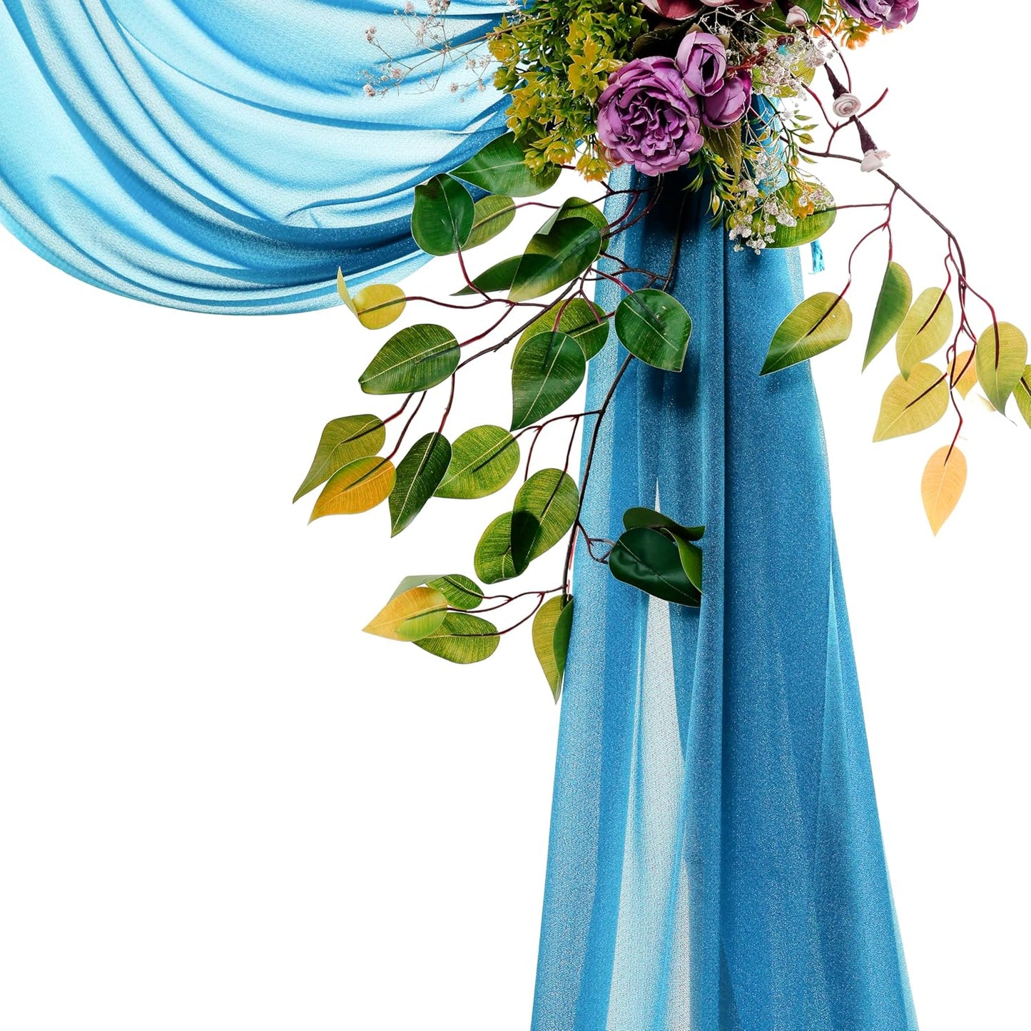 VDS Pack of 2 Panel (30 Inch X 50 Feet) Wedding Arch Draping Fabric Sheer Chiffon Fabric Drapery for Wedding Ceremony Reception Swag Backdrop Canopy Chuppah ARBO Altars Decoration (Dark Teal)