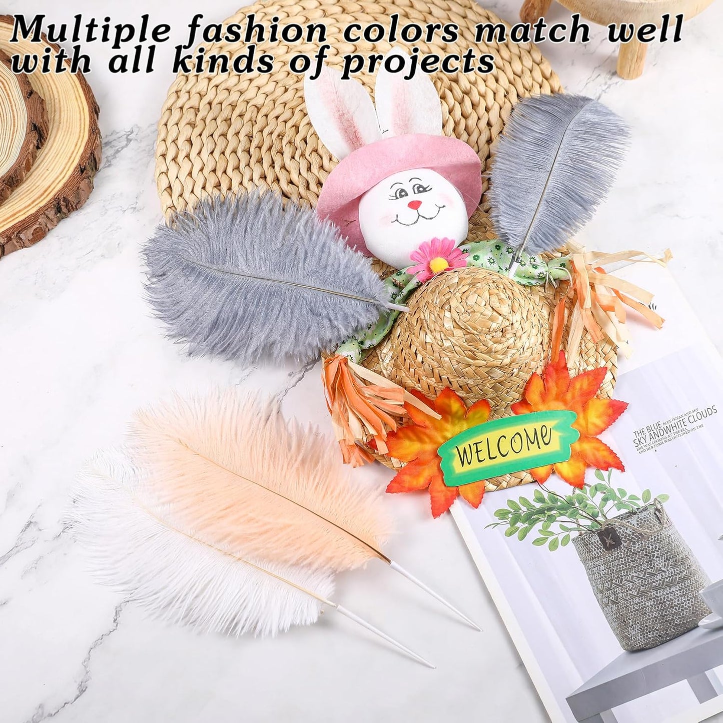 SOGUGOM Grey Craft Ostrich Feathers - 30PCS 6-8 inch Bulk Ostrich Feathers Kit for Kindergarten Crafts, Dream Catchers and DIY Projects(Grey)