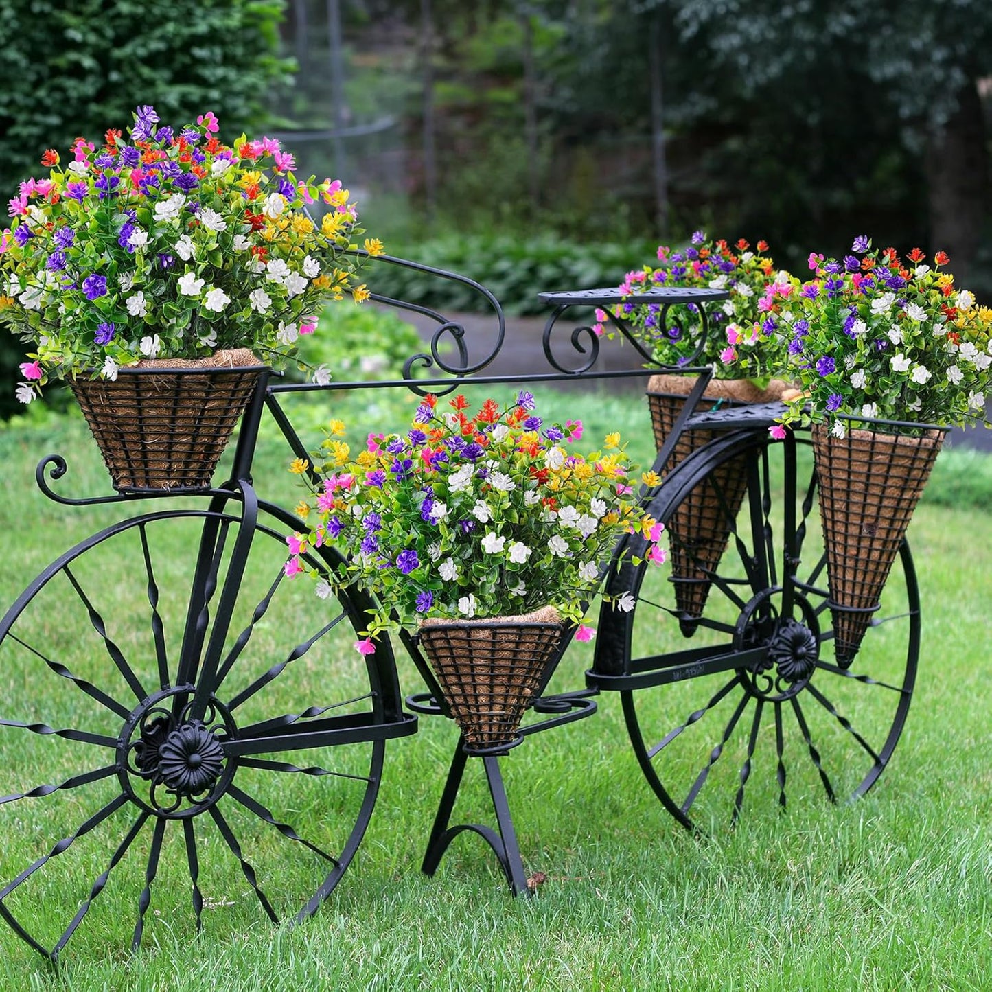 AmyHomie 20 Bundles Artificial Flowers for Outdoor Outside Spring Summer Decoration UV Resistant Faux Flowers No Fade Fake Plastic Plants Garden Porch Window Box Decorating