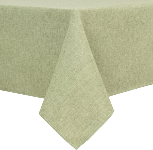 Hiasan Faux Linen Rectangle Tablecloth - Wrinkle and Stain Resistant Washable Table Cloth for Kitchen Dining Room Holiday Table Cover for Dinner, Green, 70 x 108 Inch