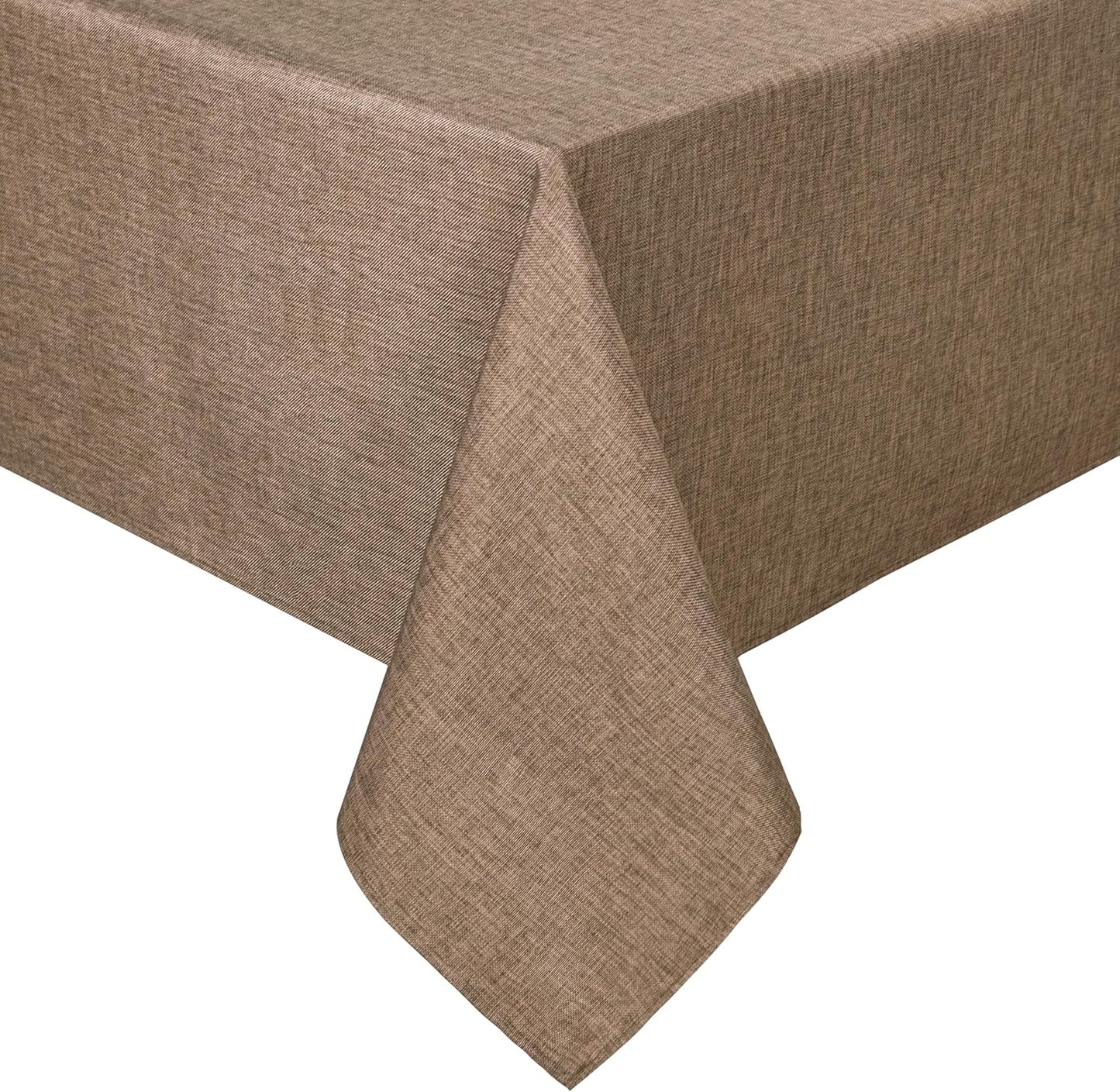 Hiasan Faux Linen Rectangle Tablecloth - Wrinkle and Stain Resistant Washable Table Cloth for Kitchen Dining Room Holiday Table Cover for Party Dinner, Khaki, 60 x 102 Inch