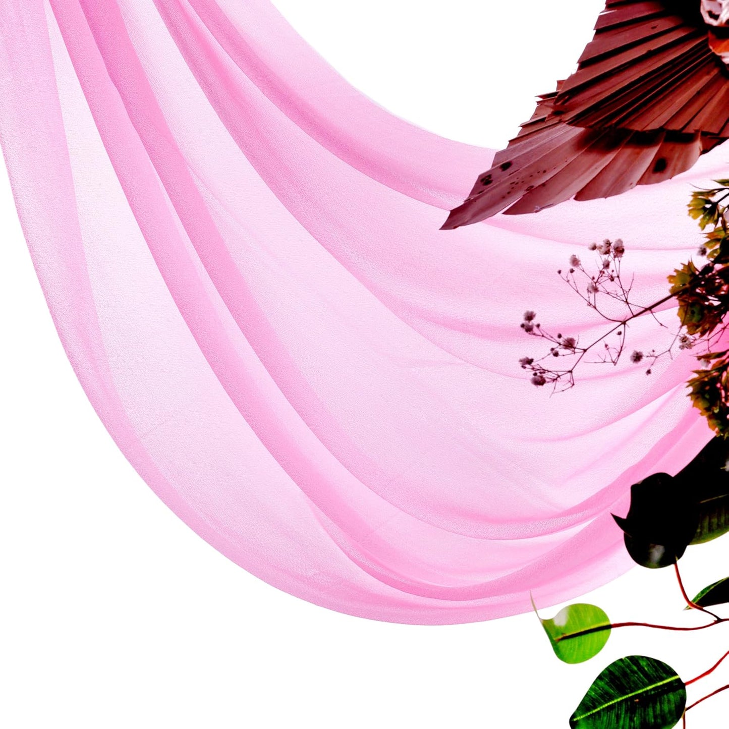 VDS Pack of 1 Panel (30 Inch X 20 Feet) Wedding Arch Draping Fabric Sheer Chiffon Fabric Drapery for Wedding Ceremony Reception Swag Backdrop Canopy Chuppah ARBO Altars Decoration (Bubblegum)