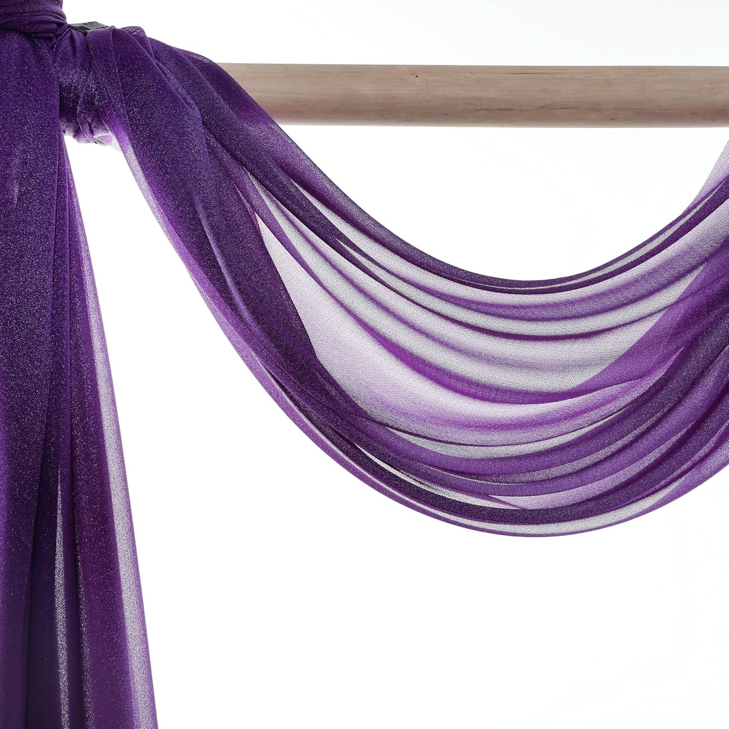 VDS Pack of 2 Panel (30 Inch X 30 Feet) Wedding Arch Draping Fabric Sheer Chiffon Fabric Drapery for Wedding Ceremony Reception Swag Backdrop Canopy Chuppah ARBO Altars Decoration (Purple)