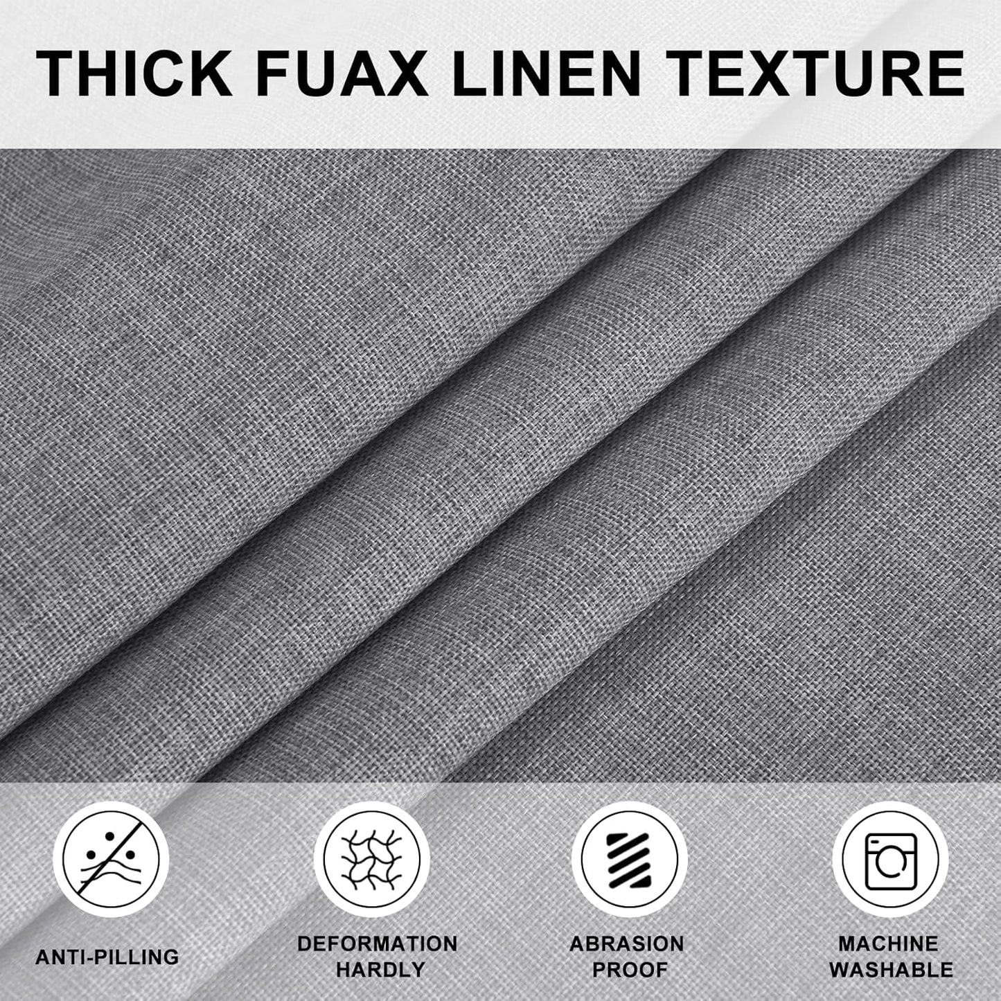 Hiasan Round Linen Tablecloth 90 Inch - Wrinkle and Stain Resistant Washable Polyester Fabric Table Cloth for Dining Room Kitchen Party, Grey