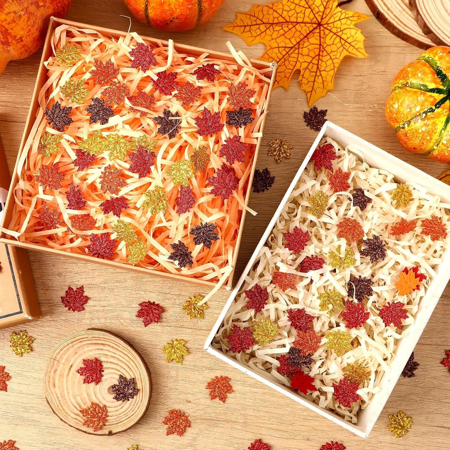 MARFOREVER Fall Felt Maple Leaf Confetti Glitter, 500 Pcs Orange Thanksgiving Leaves Confetti Decorations Autumn Table Sprinkles Scatter Centerpiece for Fall Thanksgiving Day Party Decor Supplies