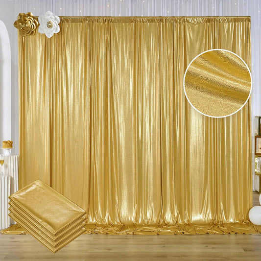 20ftx10ft Gold Sequin Backdrop Curtain for Parties, 4 Panels 5x10FT Shimmer Wrinkle Free Glitter Photo Backdrop Drapes Back Drop Cloth for Wedding Birthday Christmas Photography Background