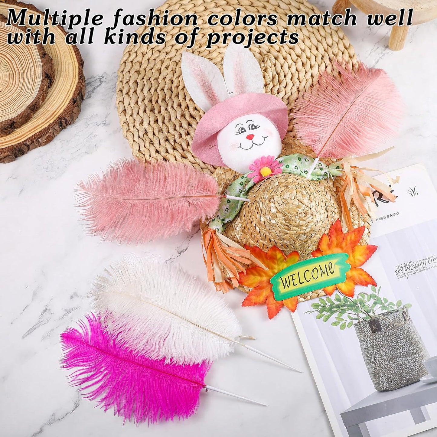 SOGUGOM Pink Craft Ostrich Feathers - 30PCS 8-10 inch Ostrich Feathers Kit for Centerpieces, Kindergarten Crafts, Dream Catchers and DIY Projects(Lotus Pink)