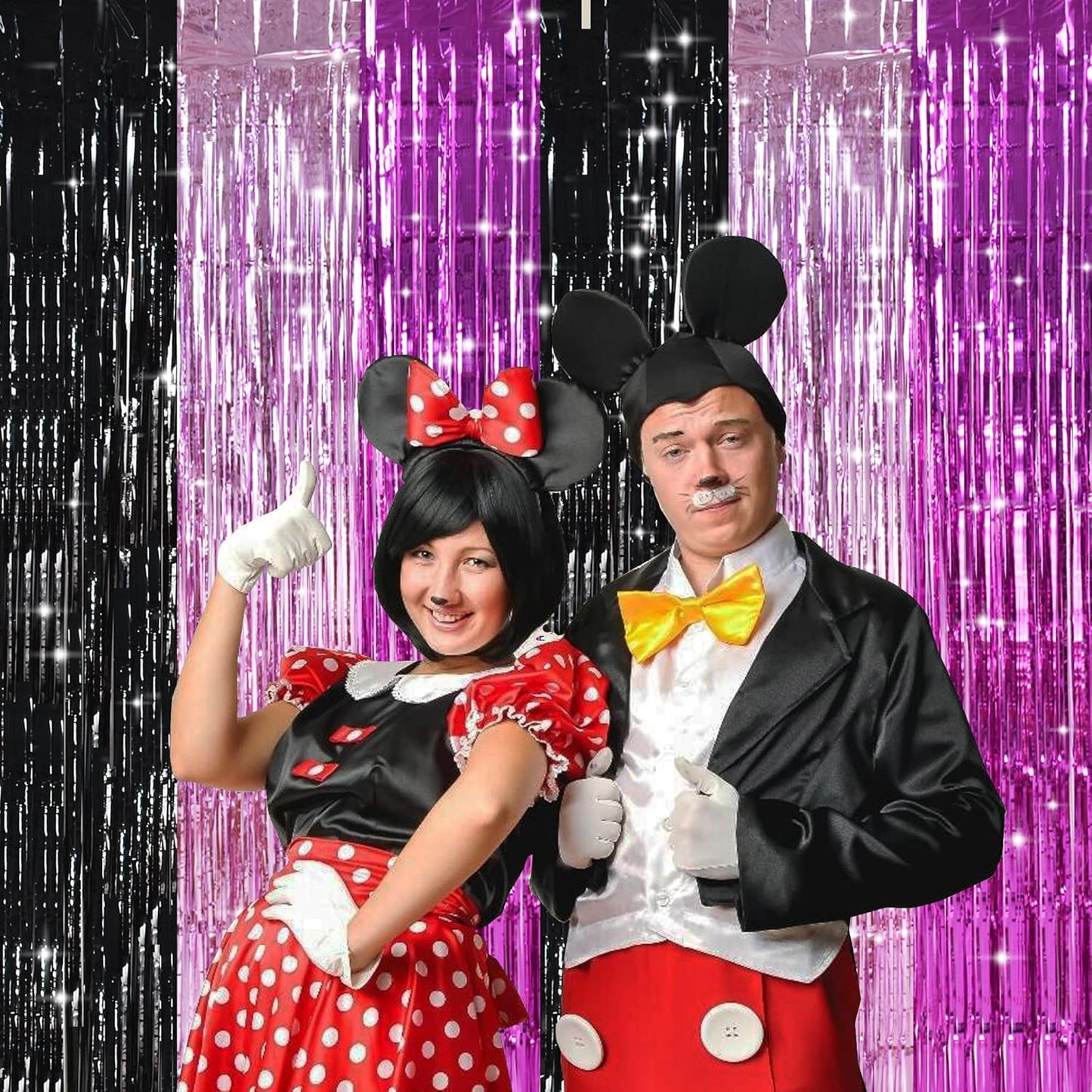 TONIFUL Black Pink Hot Pink Door Streamers,Black and Pink Photo Booth Backdrop Metallic Streamers Foil Fringe Curtain for Birthday,New Year,Graduation,Grad,Baby Shower Party Streamers Decoration