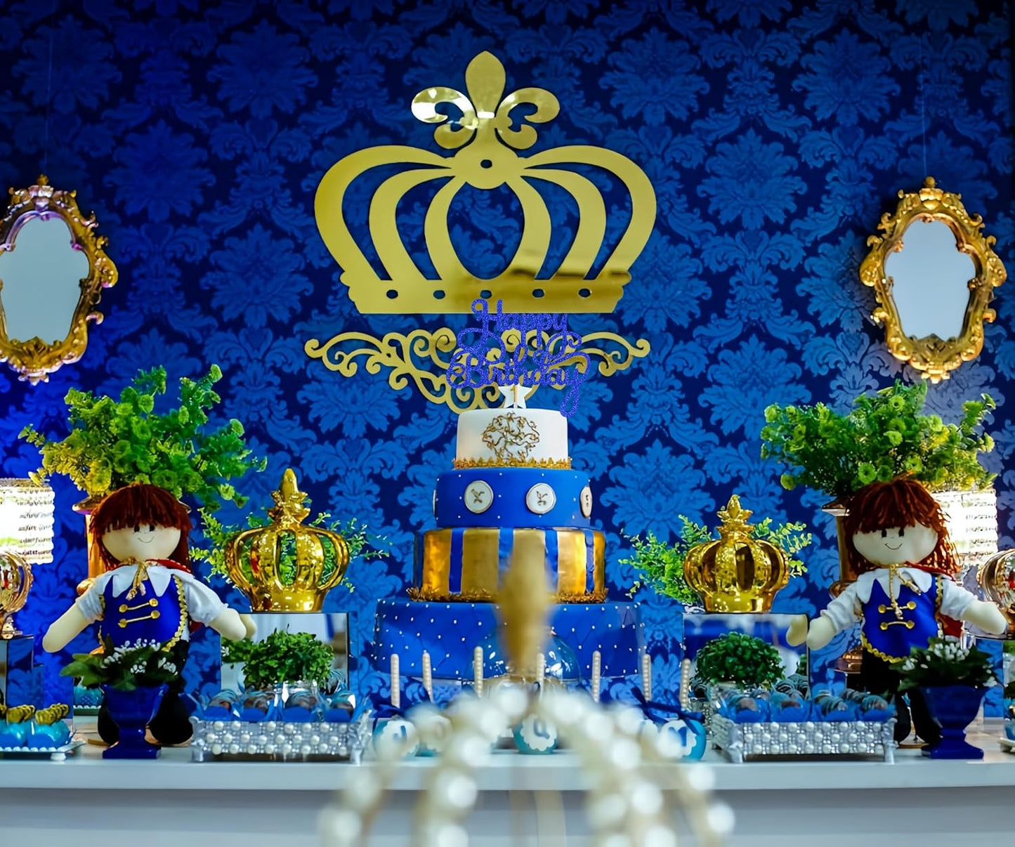 Happy Birthday Cake Topper - Royal Blue Glitter Birthday Party Cake Decoration Supplies - Happy Birthday Cake Decor, for Anniversary/Birthday Party Supplies Photo Booth Props