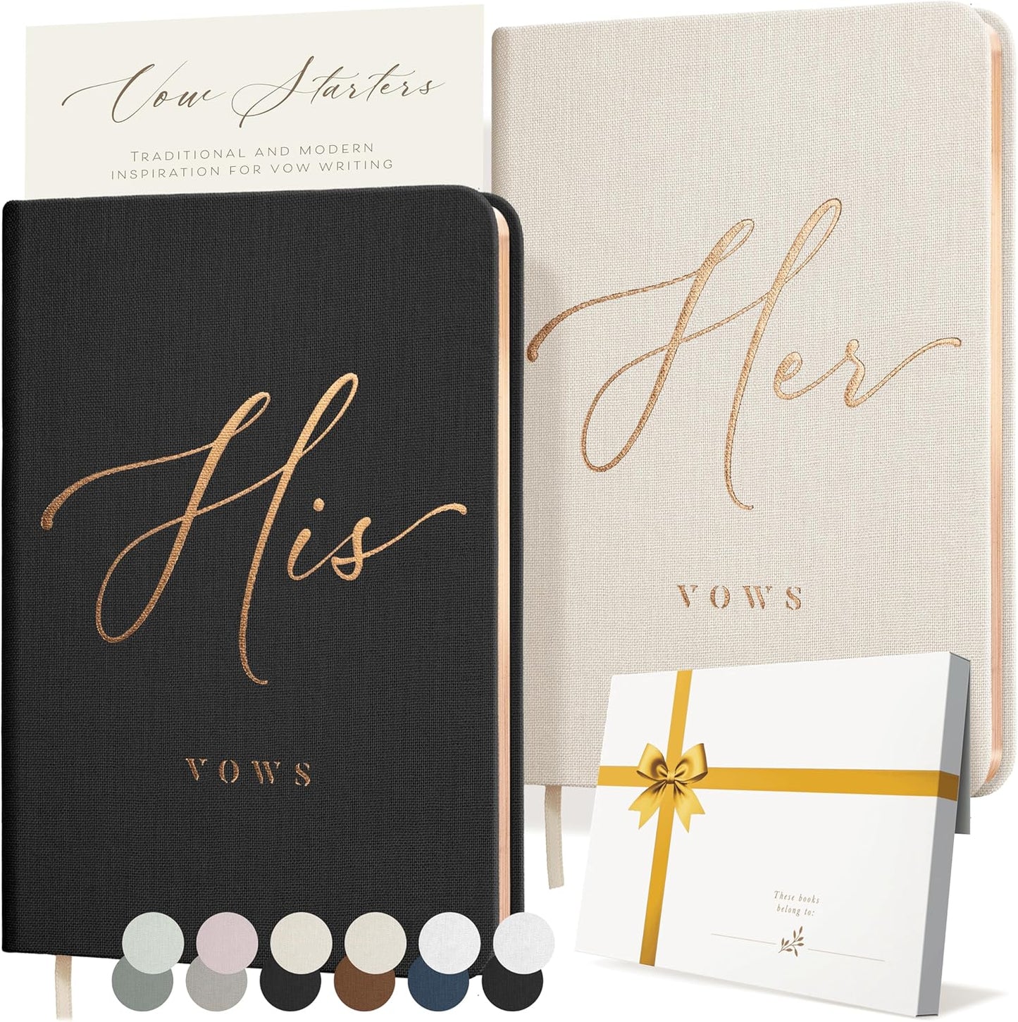Vow Books His and Hers - Linen Wedding Vow Books Perfect as Bride & Groom Gifts, Wedding Registry Ideas - His & Hers Gifts Wedding Vow Book - Wedding Essentials & Accessories [Ivory & Black]