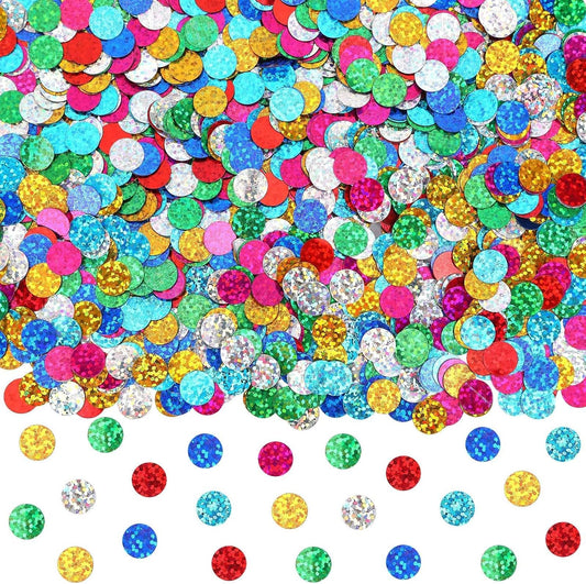 MARFOREVER Multicolor Sparkle Foil Confetti, Glitter Round Confetti Birthday Scatter Table Metallic Sequin Sprinkles Circle Dots for Baby Shower Wedding Christmas Valentine Party Decorations