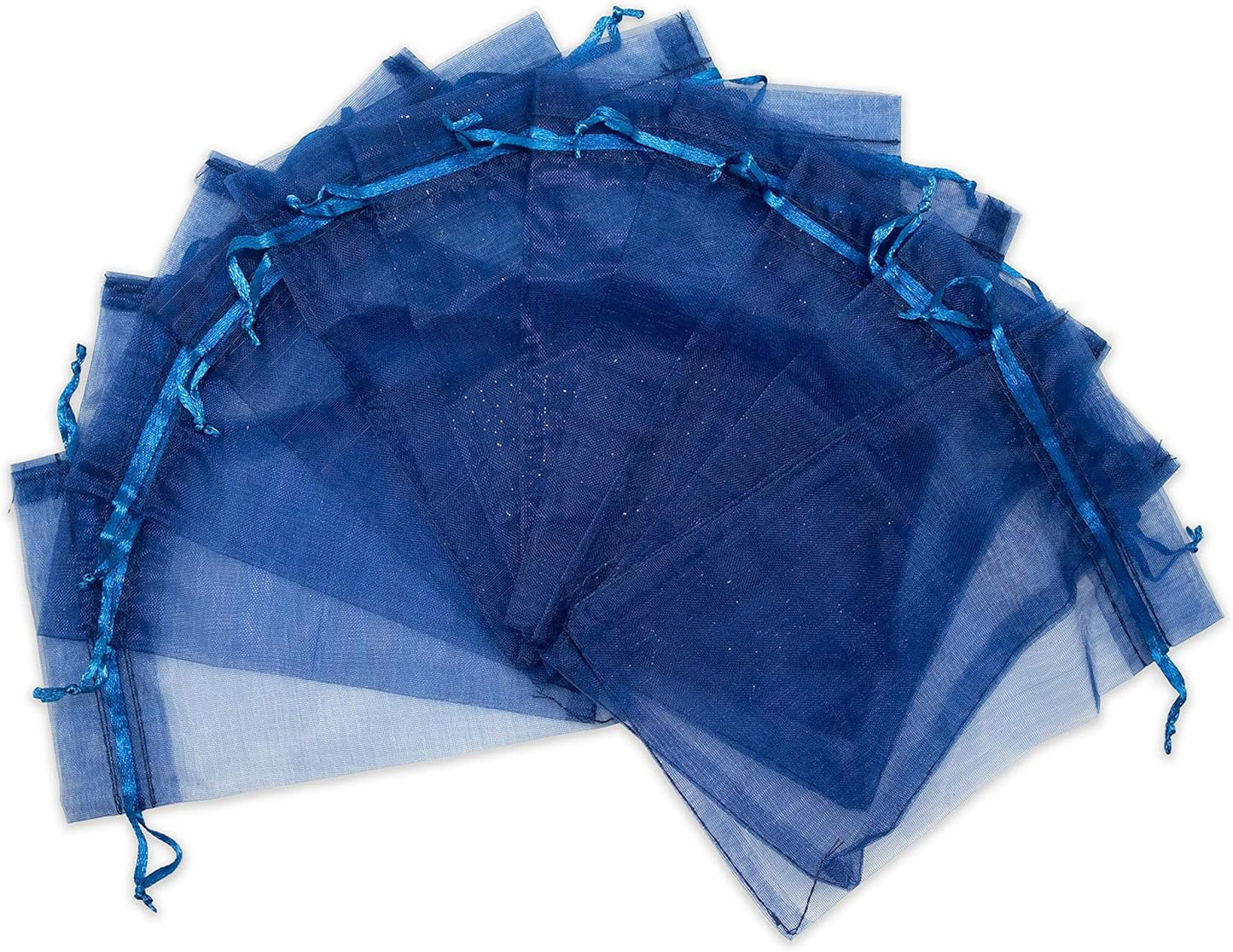 TheDisplayGuys 100-Pack 6x8 Navy Blue Sheer Organza Gift Bags with Drawstring, Jewelry Candy Treat Wedding Party Favors Mesh Pouch