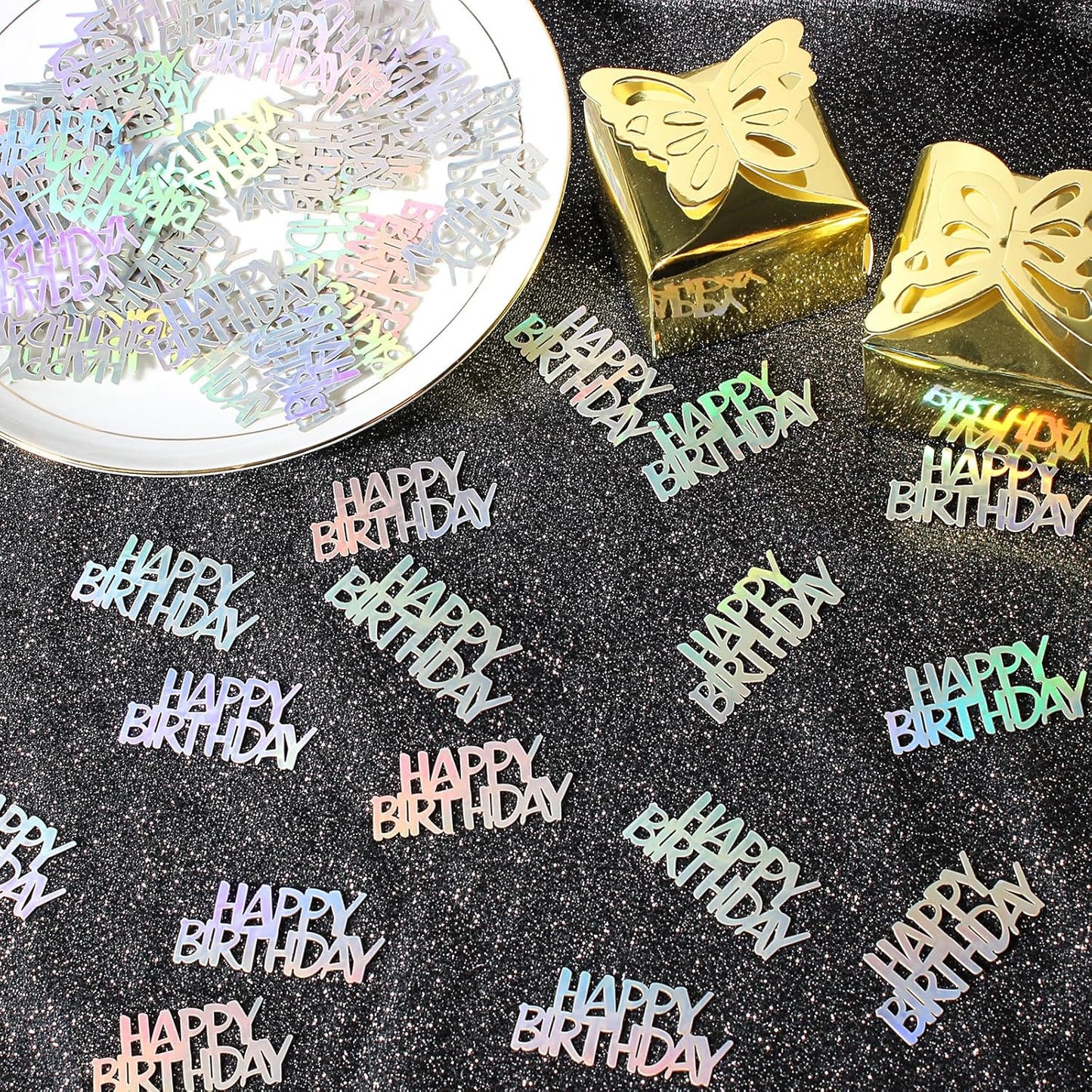 Birthday Confetti Happy Birthday Party Table Decorations Rainbow Silver Paper Table Scatters for Kids/Adult Birthday Anniversary DIY Crafts Party Supplies 100PC