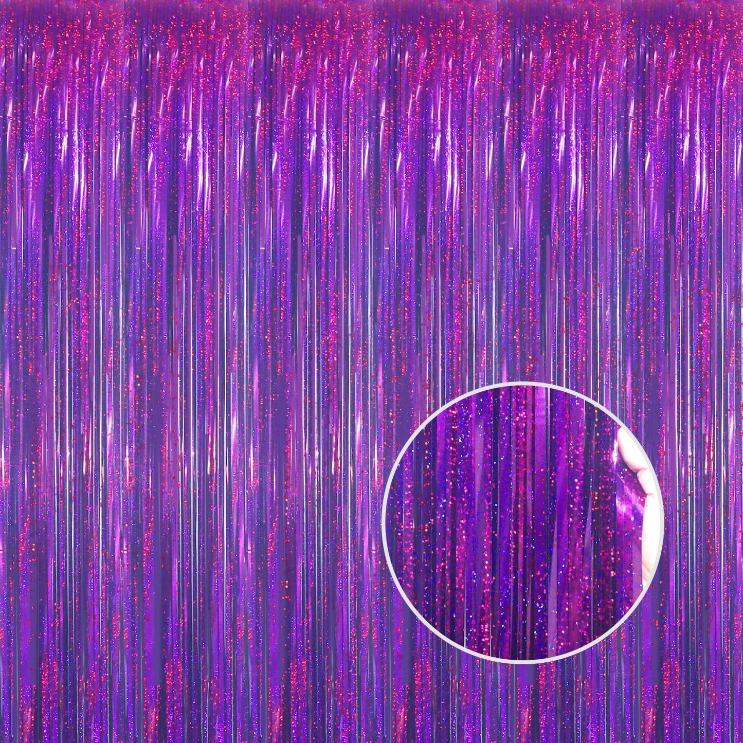 GOER 3.2 ft x 8.2 ft Metallic Tinsel Foil Fringe Curtains Party Photo Backdrop Party Streamers for Birthday,Graduation,New Year Eve Decorations Wedding Decor(5 Packs,Shiny Purple)