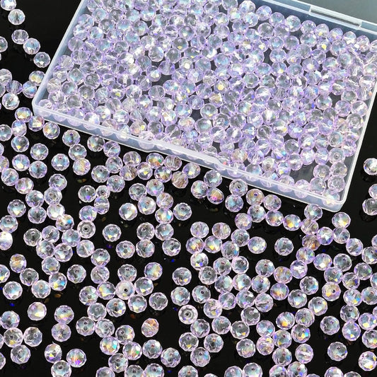 460Pcs 8mm Crystal Glass Beads for Jewelry Making Beads for Bracelets Necklace Pendants Making Supplies(Light Purple)