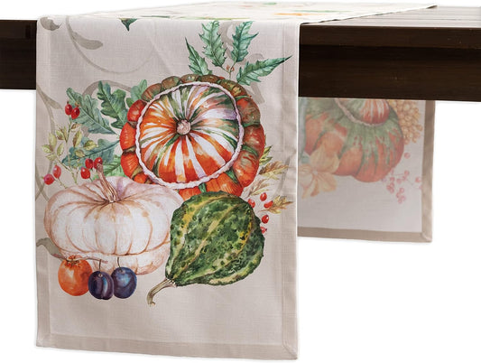 Maison d' Hermine Table Runner 100% Cotton Single Layer Table Runners 108 inches Long for Thanksgiving Christmas Decorations Home Kitchen Dining Party Wedding (Lumina, 14.5" x 108")