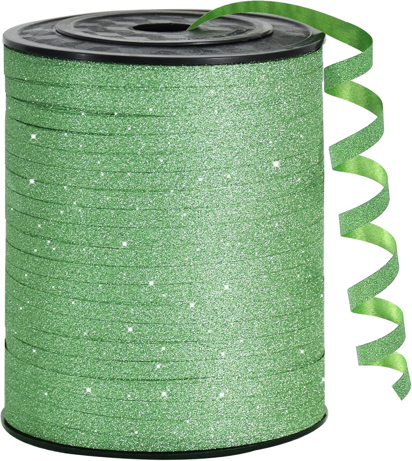 BEISHIDA Light Green Sage Glitter Ribbon - 500 Yards Curling Crimped, Shiny Balloon String for Gift Wrapping, Birthday Party, Festival, Art, Craft, Florist, Flowers Decoration