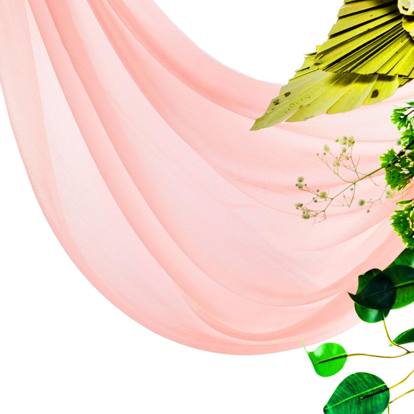 VDS Pack of 1 Panel (30 Inch X 100 Feet) Wedding Arch Draping Fabric Sheer Chiffon Fabric Drapery for Wedding Ceremony Reception Swag Backdrop Canopy Chuppah ARBO Altars Decoration (Peach)