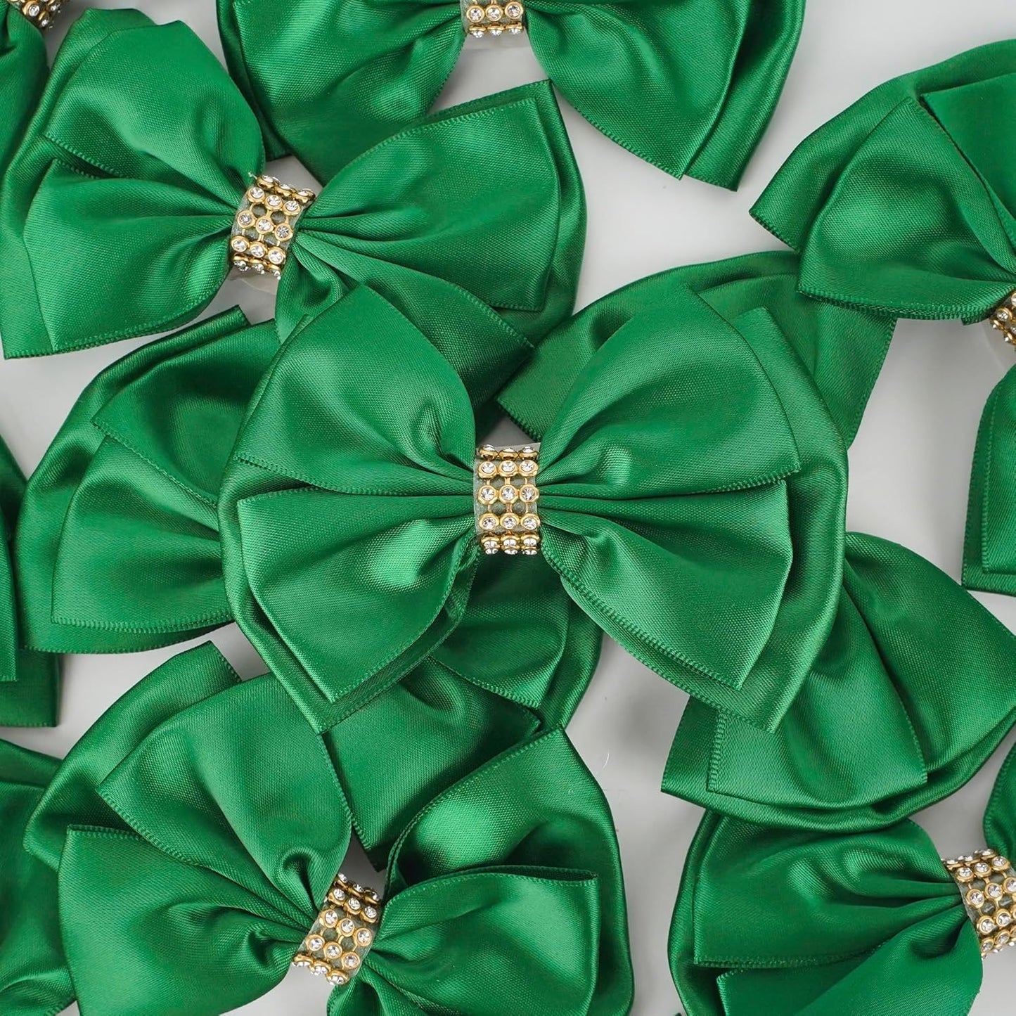 Hunter Green Ribbon Bows 4'' Premade Satin Bow, Gift Bows with Rhinestone, Wrapping Bows for Presents, Greeting Cards, Treat Bags, Wine Bottles, Valentines Bows for Gift Wrapping-12 Counts