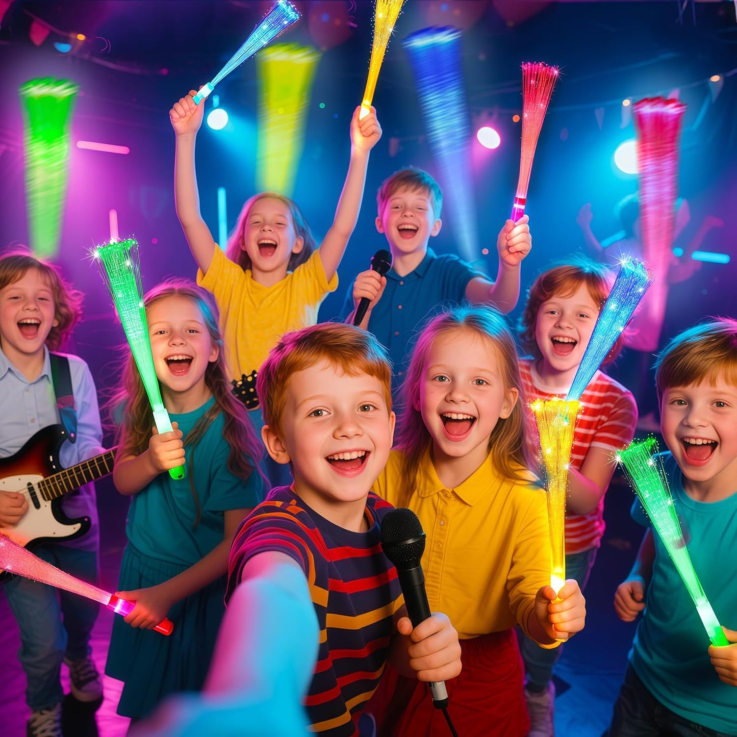 OceanWings Glow Fiber Optic Wands,Halloween Glow Sticks Bulk Party Pack,Glow in the dark Party Supplies Favor Flashing Light Up Sticks for Birthday Holiday Party Wedding Halloween Christmas(25)